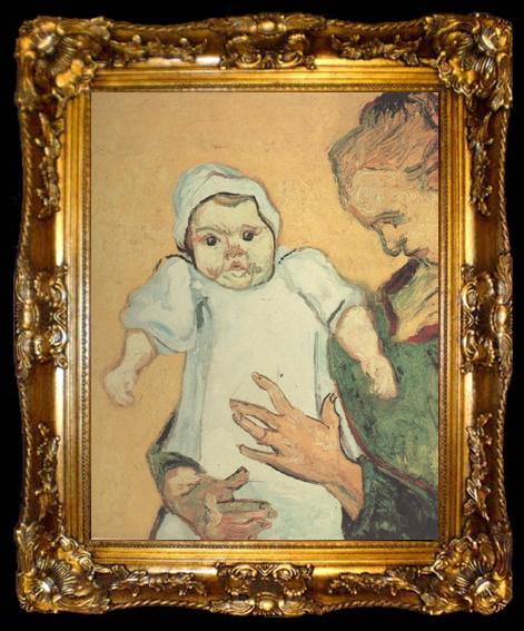 framed  Vincent Van Gogh Mother Roulin with Her Baby (nn04), ta009-2
